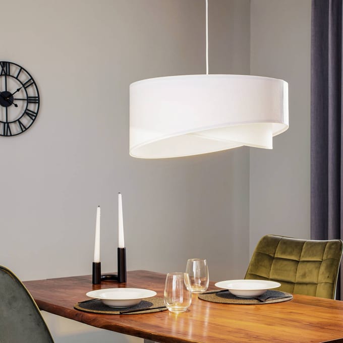 Maco Design Hanglamp Vivien in wit velours