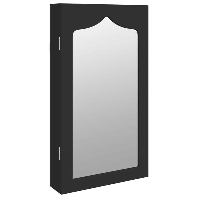 vidaXL - Sieradenkast - met - spiegel - wandgemonteerd - 37,5x10x67 - cm - zwart