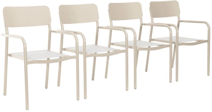 sweeek - Set van 4 stapelbare tuinstoelen savannah van aluminium en textileen, 57,5 x 54 x 86 cm