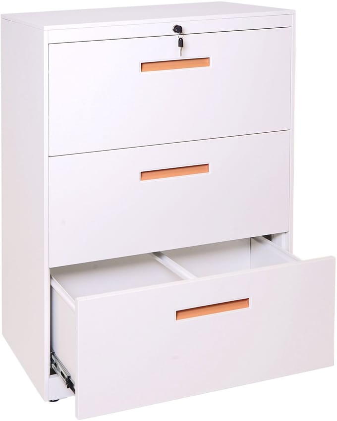Hangmappenkast MCW-A10, archiefkast stalen kantoorkast, A4 afsluitbaar ~ 103x76x46cm wit