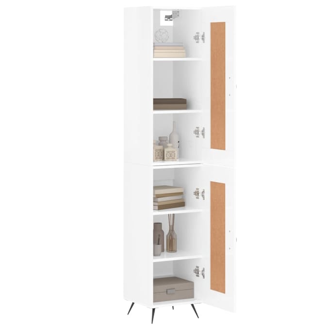 vidaXL - Hoge - kast - 34,5x34x180 - cm - bewerkt - hout - hoogglans - wit