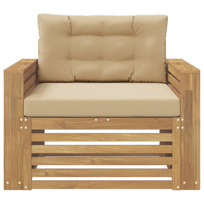 vidaXL - Buitensofa - Polyester - Wit - en - Beige