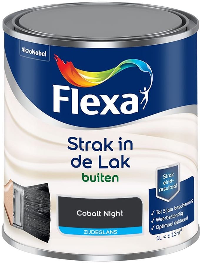 Flexa - Strak In De Lak Buitenlak Zijdeglans - Cobalt Night - Mengverf - 1 L