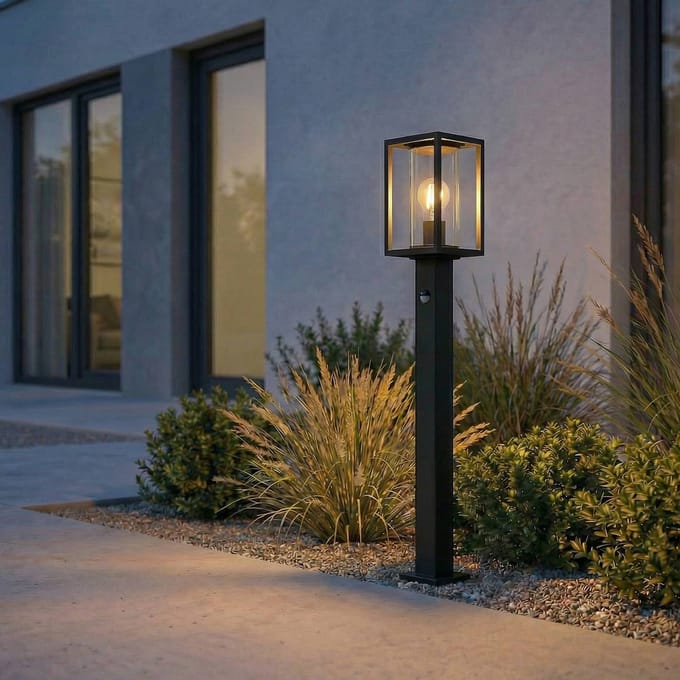 Lucande - Padverlichting, zuillampen - 1licht - Aluminium, glas - H: 100 cm - E27 - antraciet