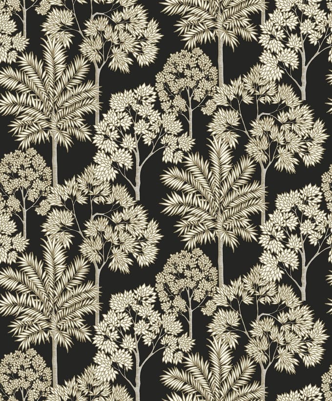 Dutch Wallcoverings - Arcadia- Palm Forest zwart - A71302