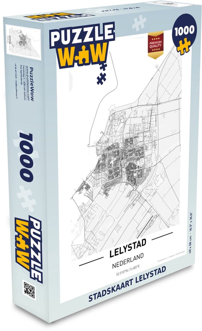Puzzel Stadskaart Lelystad - Legpuzzel - Puzzel 1000 stukjes volwassenen - Plattegrond