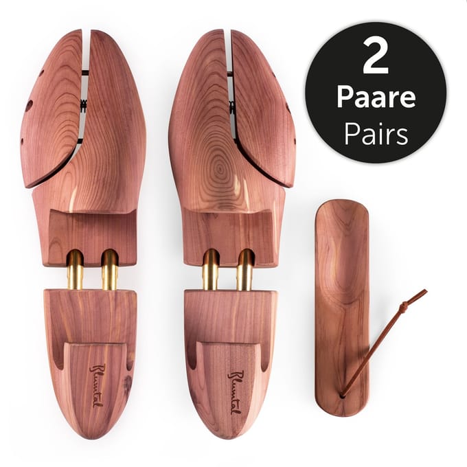 Blumtal Dames en Heren Schoenspanner inc. Schoenlepel - Ergonomisch design - Cederhout - Maat 38-39 - Set van 2