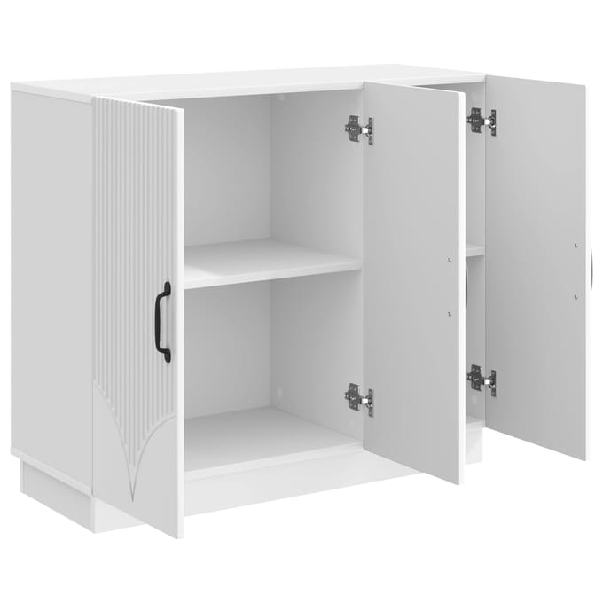 vidaXL - Dressoir - Hoogglans - Wit - 89 - x - 34,5 - x - 77 - cm - Bewerkt - hout