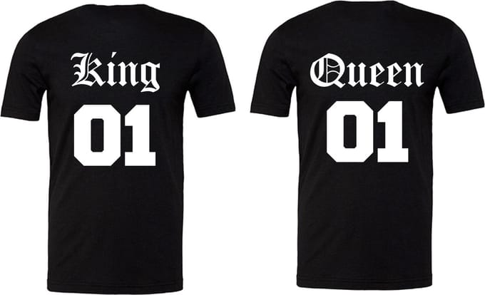 Koppel Shirt King en Queen - Zwart Katoen - Maat