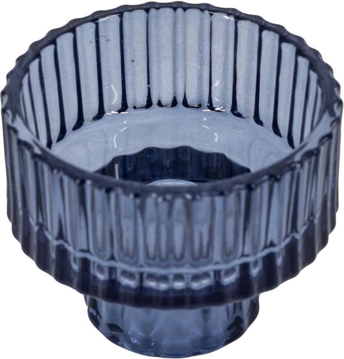 Glazen waxine- en kaarsenstandaard blauw