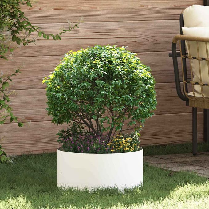vidaXL - Plantenring - Wit - 40 - x - 40 - x - 20 - cm - Koudgewalst - staal