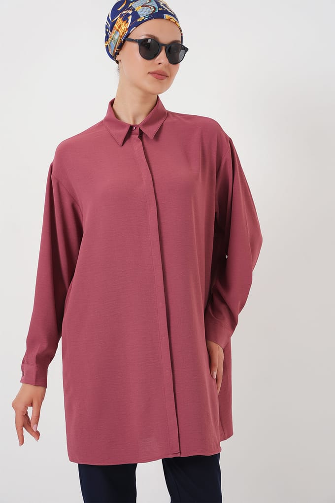 Oversized Lange Mouwen Knopen Blouse met Kraag