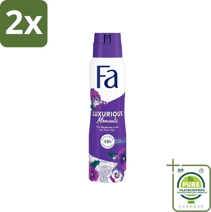 Fa Deodorant Spray Luxurious Viola 150 ml - Voordeelverpakking - 2 stuks - Deodorant - Roze Viooltjes