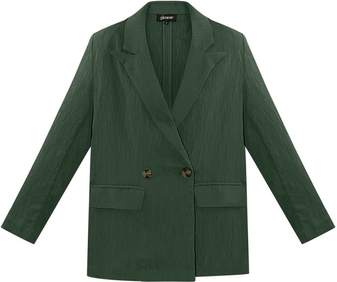 Gepolijste Vrouwen Blazer met Dubbele Knoopjas - Groen - Maat M