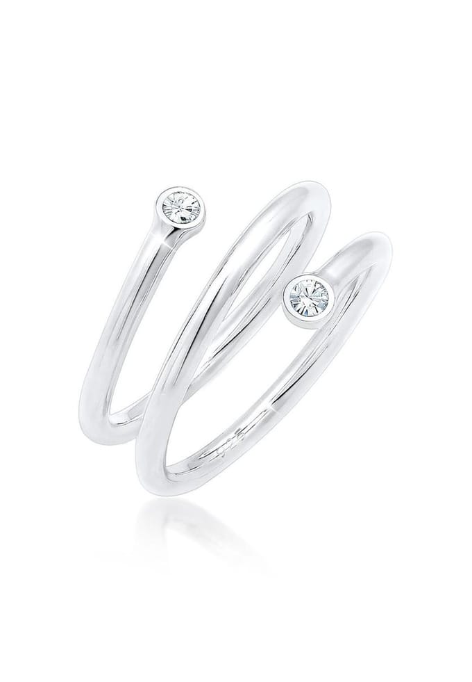 Elli - Ring - Wrap Ring Geo met kristallen in 925 Sterling Zilver - Dames