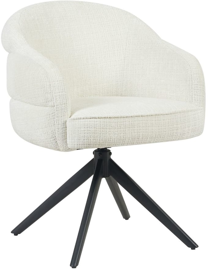 Starfurn Eetkamerstoel Bella - Off White/Zwart - Draaibaar - Set van 2