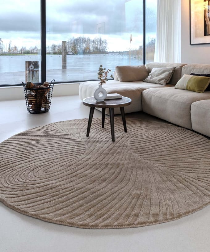 Rond design vloerkleed - Balans Tree beige 150