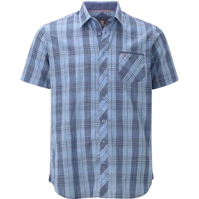 Jan Vanderstorm herren Overhemd Met Korte Mouwen - 47/48 - blauw - Plus Size
