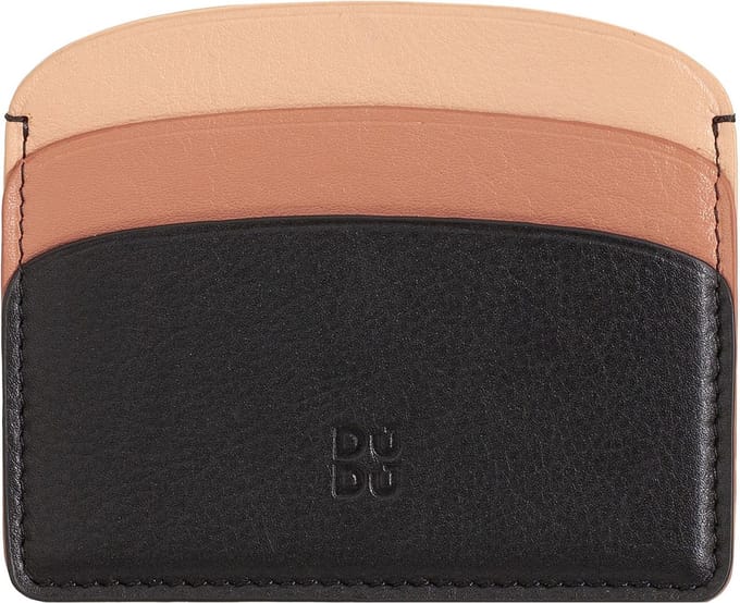 DuDu Boracay Kredietkaart etui Leer 10 cm - 4 Sleuven - schwarz rose