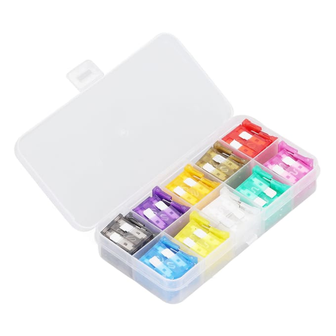 100 stuks Auto Zekering Steekzekering Medium 2A?35A 10 Soorten Zekeringen Assortimentsset Kit voor Bescherming gray