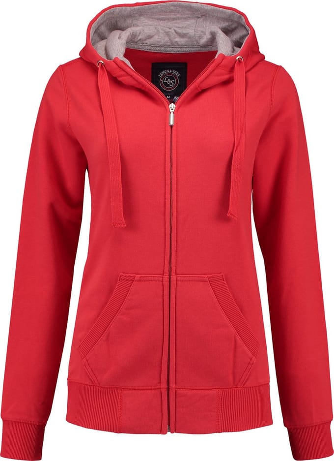 Lemon & Soda heavysweat vest met capuchon voor dames rood - S