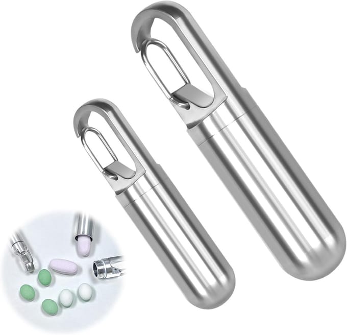Compacte Sleutelhanger Pillendoos - Ideaal voor Reizen, Outdoor Activiteiten, Camping en Hiking