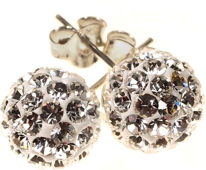 Karma Oorbellen Crystal Ball White Zilver | 6 mm