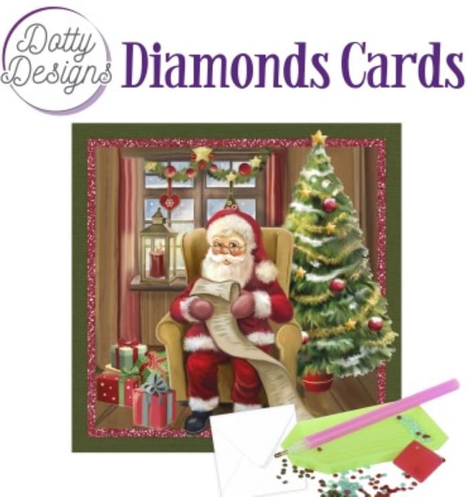 Diamond Painting Dotty Design Diamonds Cards | Santa Claus With A Wish List