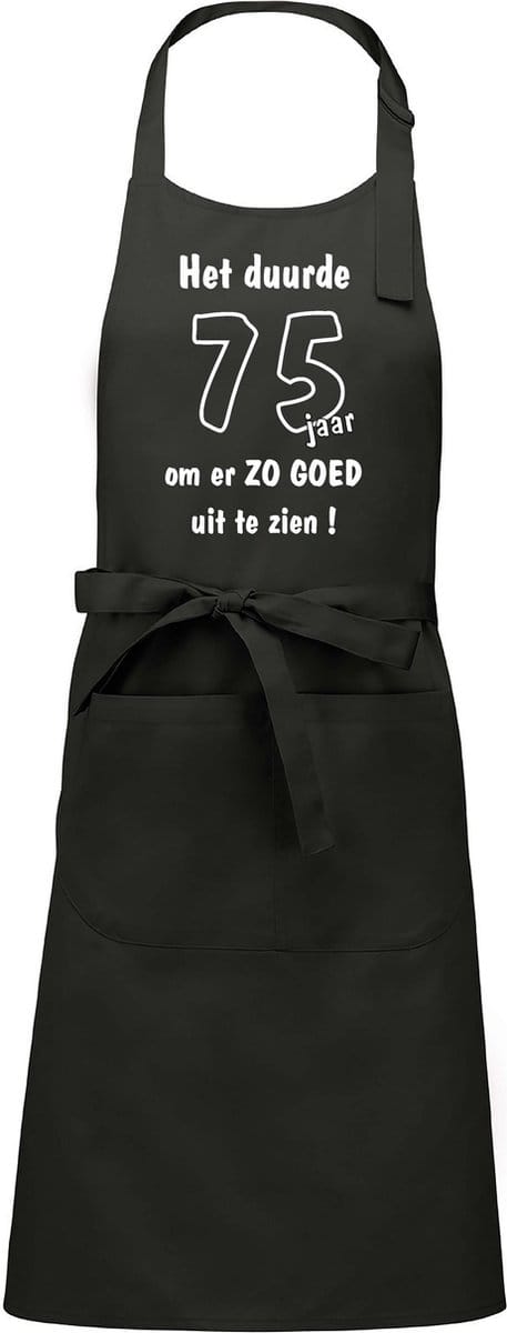 Mijncadeautje - Keukenschort - BBQ schort - Het duurde 75 jaar - chique grijs