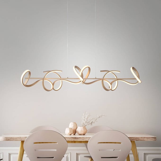 JUST LIGHT. GmbH LED hanglamp Curls, messing, metaal, 99 cm lang, dimbaar