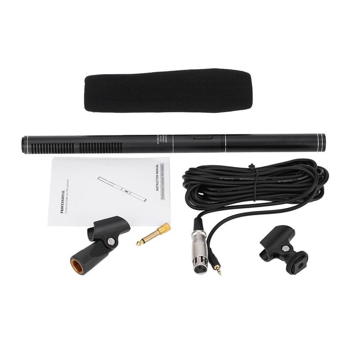 Super Uni-Directionele Condensator MIC Microfoon voor Interview zwart