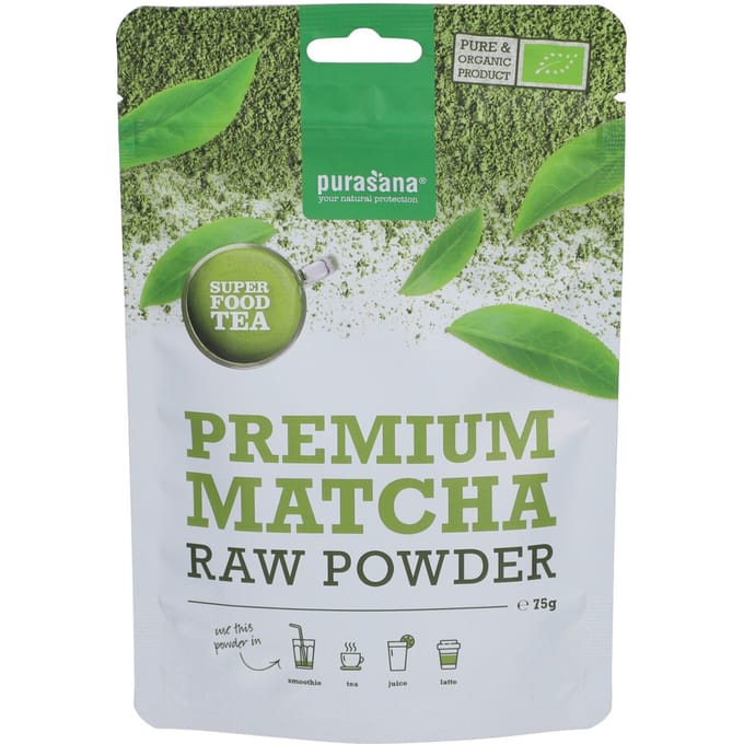 Purasana Matcha poeder premium raw bio - groene thee uit Japan - 75 gr