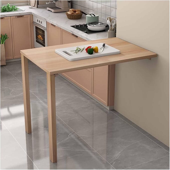 Opklapbare Wandtafel - Wandbureau Klapbaar - Ruimtebesparend Werken - Robuust & Duurzaam - 75 x 30 cm - Houtkleur