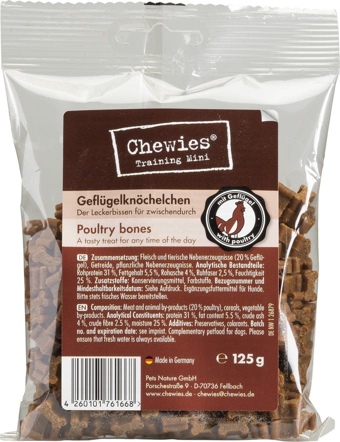 Chewies Goodies Hondensnacks Mini Gevogelte - 12 x 125 gr - Voordeelverpakking