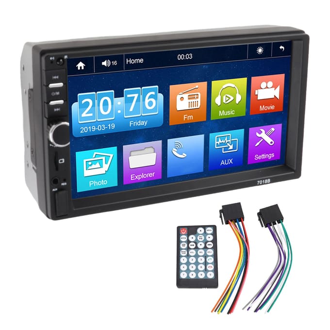 7-inch Touchscreen Head Unit DC12V voor Carplay Draadloos voor Android Auto Bluetooth AUX MP5 Speler Auto Multimedia Ontvanger Type C blue