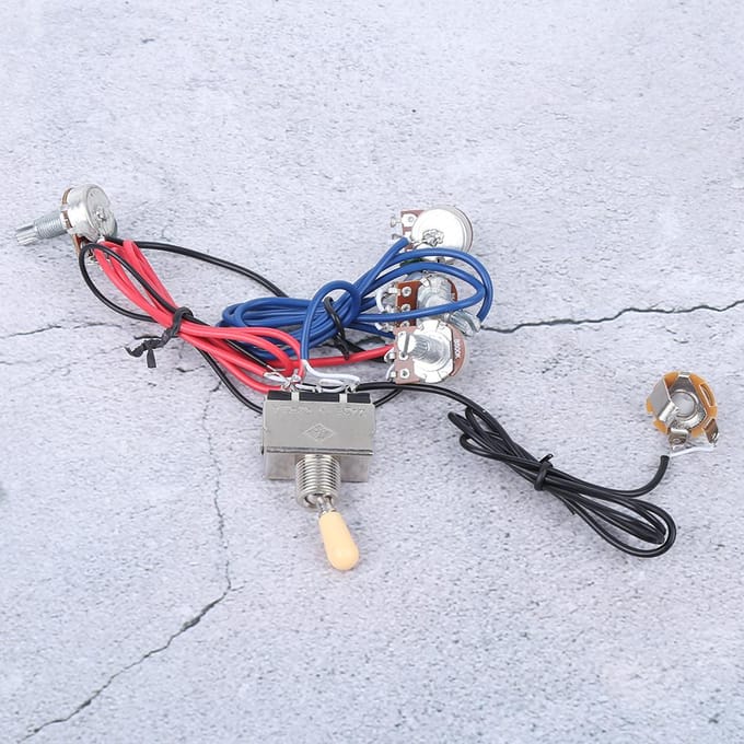 Kit de câblage pour guitare électrique, pré-câblé, interrupteur 3 voies 2V2T1J, accessoires pour câbles de guitare électrique, jaune gray