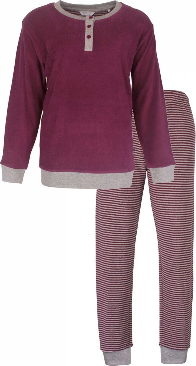 Tenderness Dames Pyjama - Badstof - Gestreept Dessin - Rood - Maat L