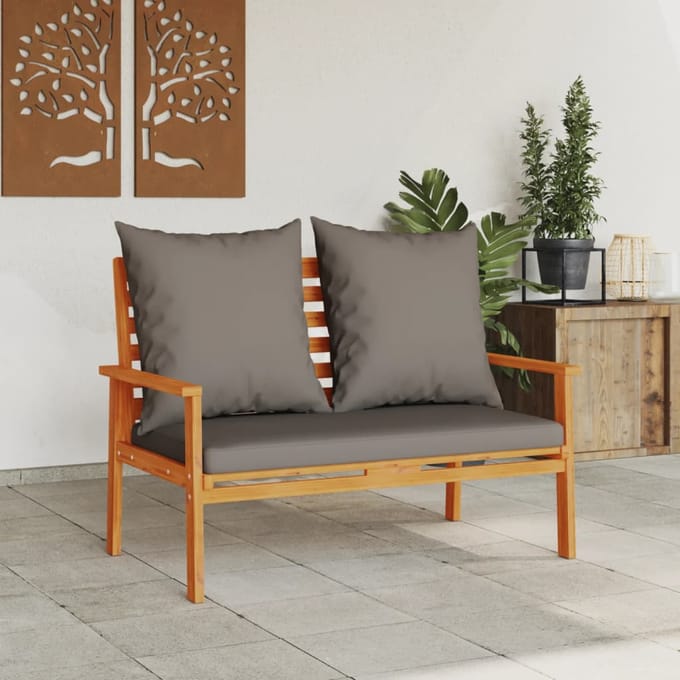 vidaXL - Tuinbank - met - kussen - 120 - cm - massief - acaciahout