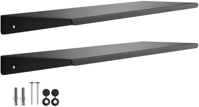 2 stuks Wandplank HOVER-V 450x130x30mm zwart