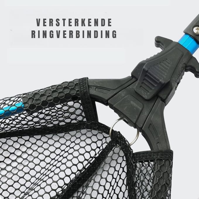 DYNA® Schepnet Vissen - Visnet - Telescoop Schepnet - Duurzaam Net met Rubberen Coating - Zwart/Blauw - 92cm x 41cm x 1cm