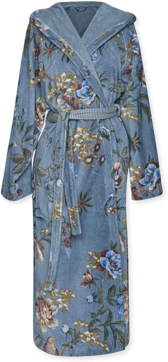 Dames Badjas - Luxe Kamerjas - Ontspannen Thuis - Capuchon en Bandsluiting - Maat M - Blauw