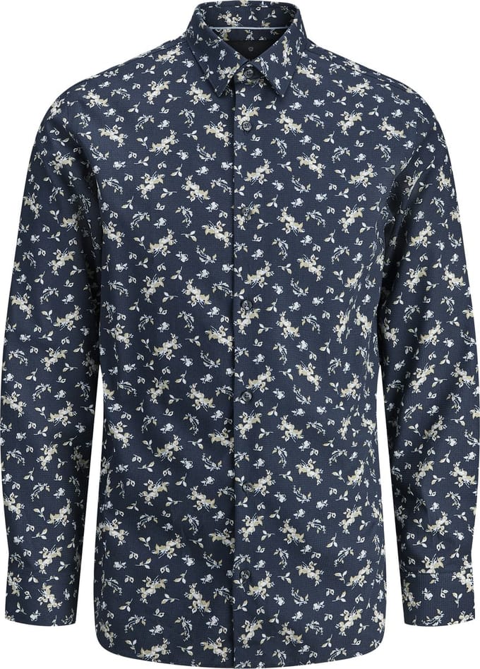 JACK&JONES - JPRBLAYORK PRINT DOBBY L/S SHIRT - Heren - Overhemden