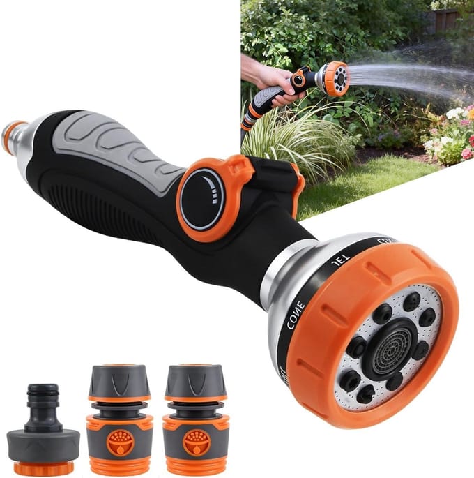 Tuinsproeier Waterspuit - Instelbare waterstraal - Tuin sproeien - 8 straalvormen - 24 cm lengte - Groen