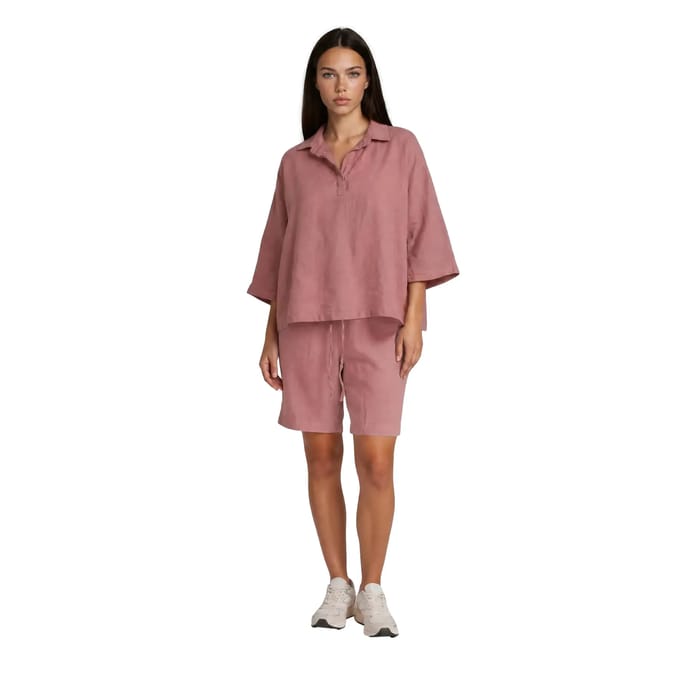 Bermuda voor dames Haris Cotton Essentials Knot Waist Slant Pocket