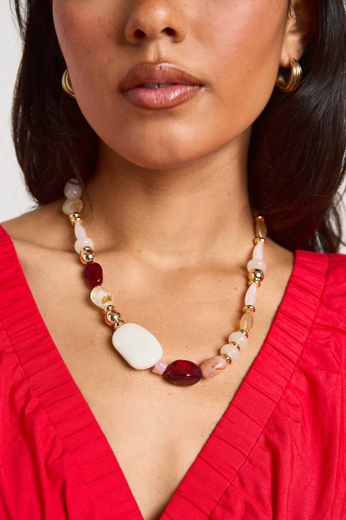 boohoo Dames Ketting Met Hars Stenen Detail | Goud