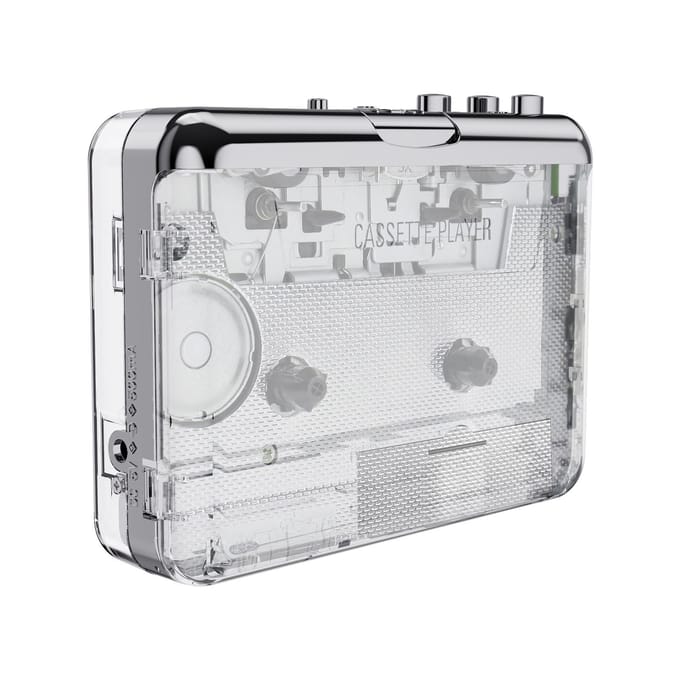ezcap218PT cassetteband-naar-mp3-converterrecorder via pc-cassettespeler met oortelefoon transparant