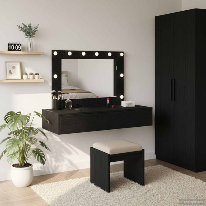 vidaXL - Kaptafel - Zwart - 100 - x - 40 - x - 70 - cm - Bewerkt - hout