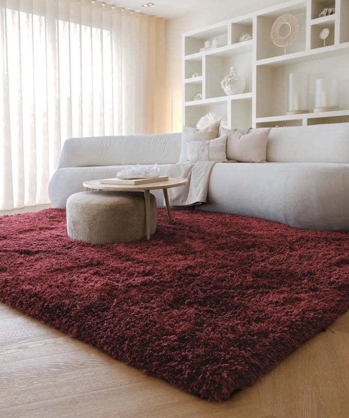 Shaggy vloerkleed - Sveve bordeauxrood 120x170