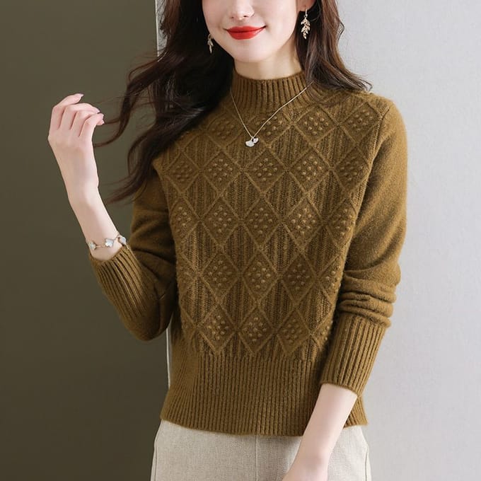 Hiver Court Mode Col Haut Pull Ample Tricot Épais Haut de Base 3XL black