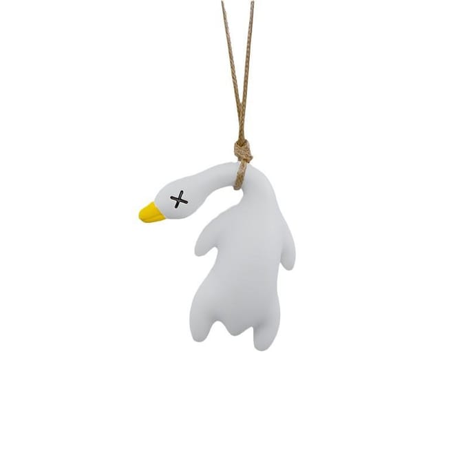 Grappige schommelgans geroosterde witte geroosterde eend autohanger schommel eend auto hangende ornament voor autoproducten interieuraccessoires wit